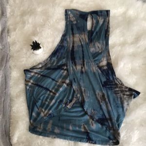 Blue tie dye open back boho top